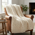 Butterfly Cable Knit Throw Blanket