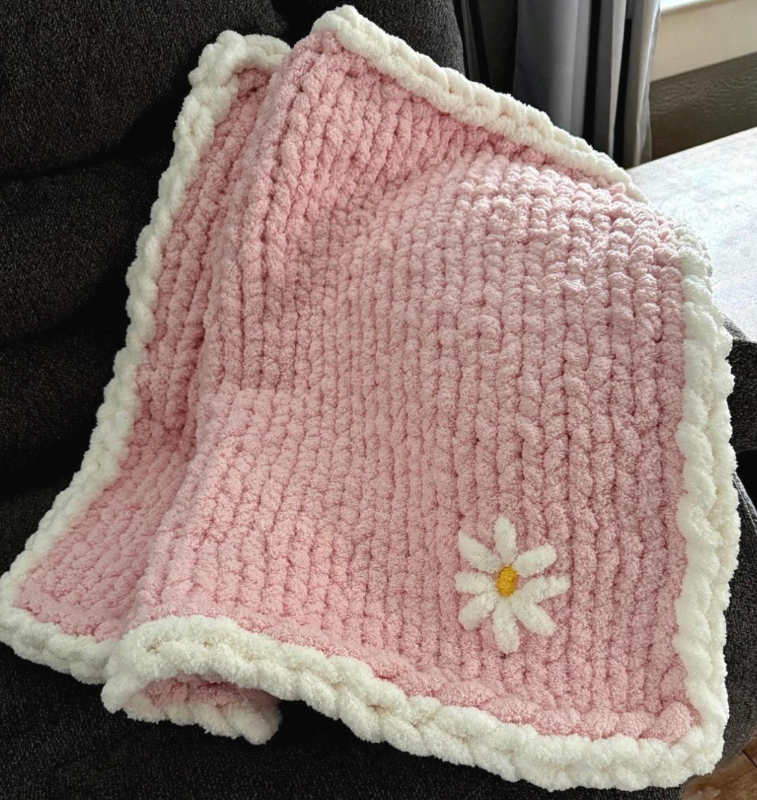 Floral Baby Chunky Knit Blanket