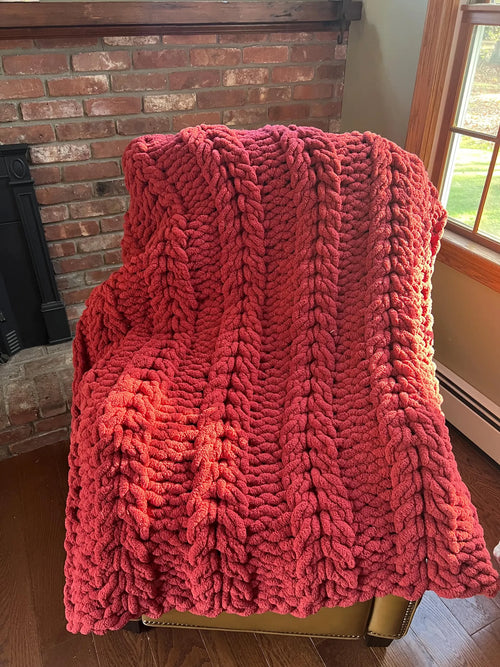 Butterfly Cable Knit Throw Blanket